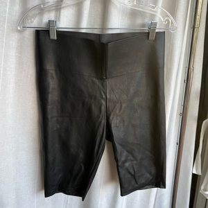 Faux leather bike shorts